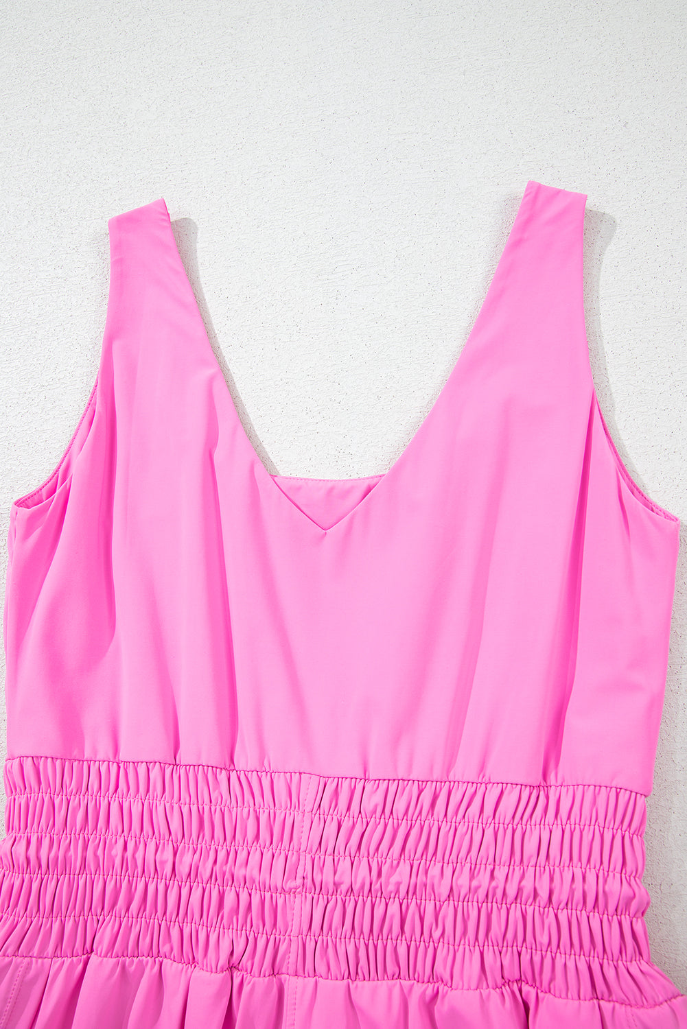Sachet Pink Plain Sleeveless Loop Drawstring Cinched Waist Romper BB Fashion Outlet
