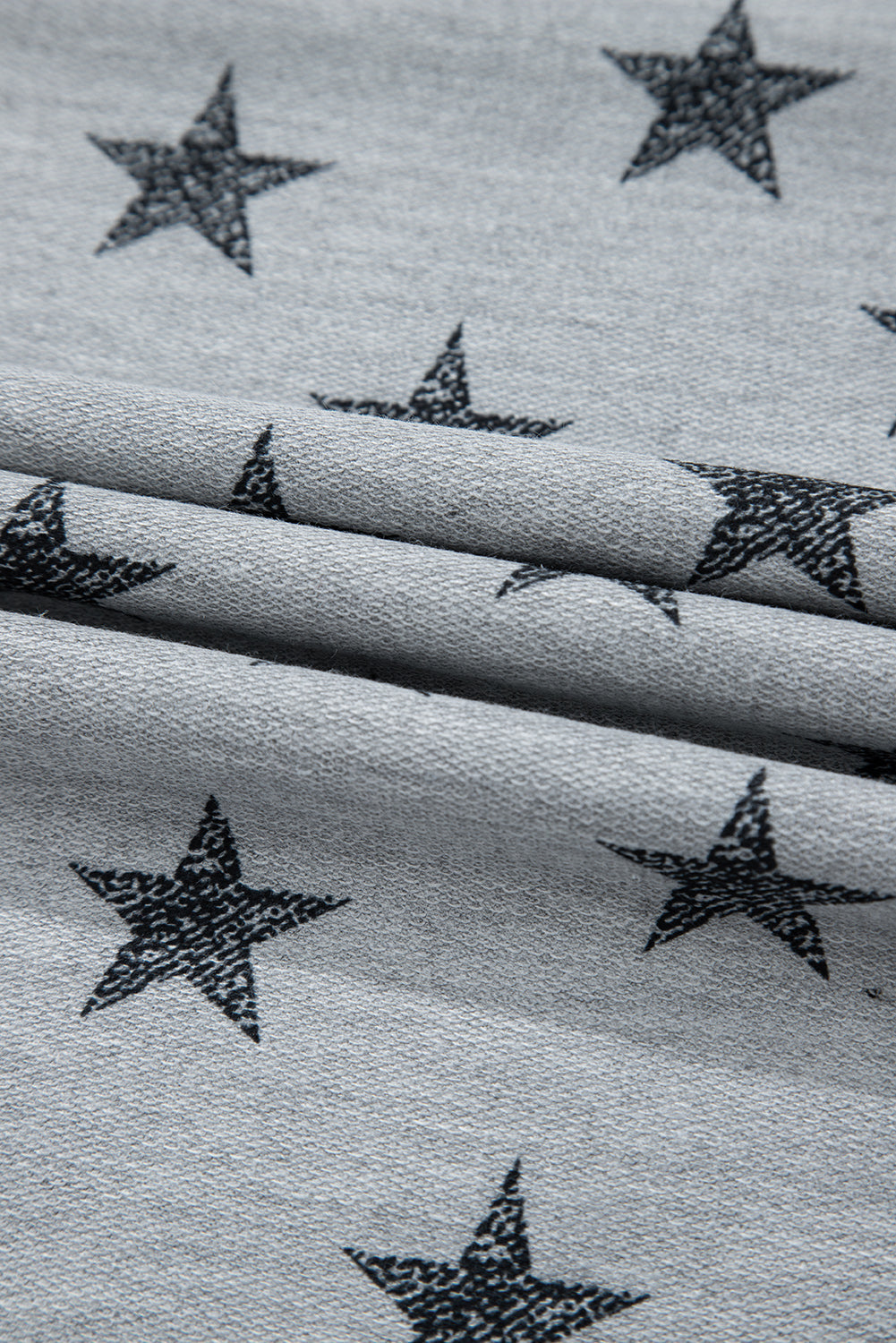 Grey Star Print Ruffled Sleeve T Shirt eAura