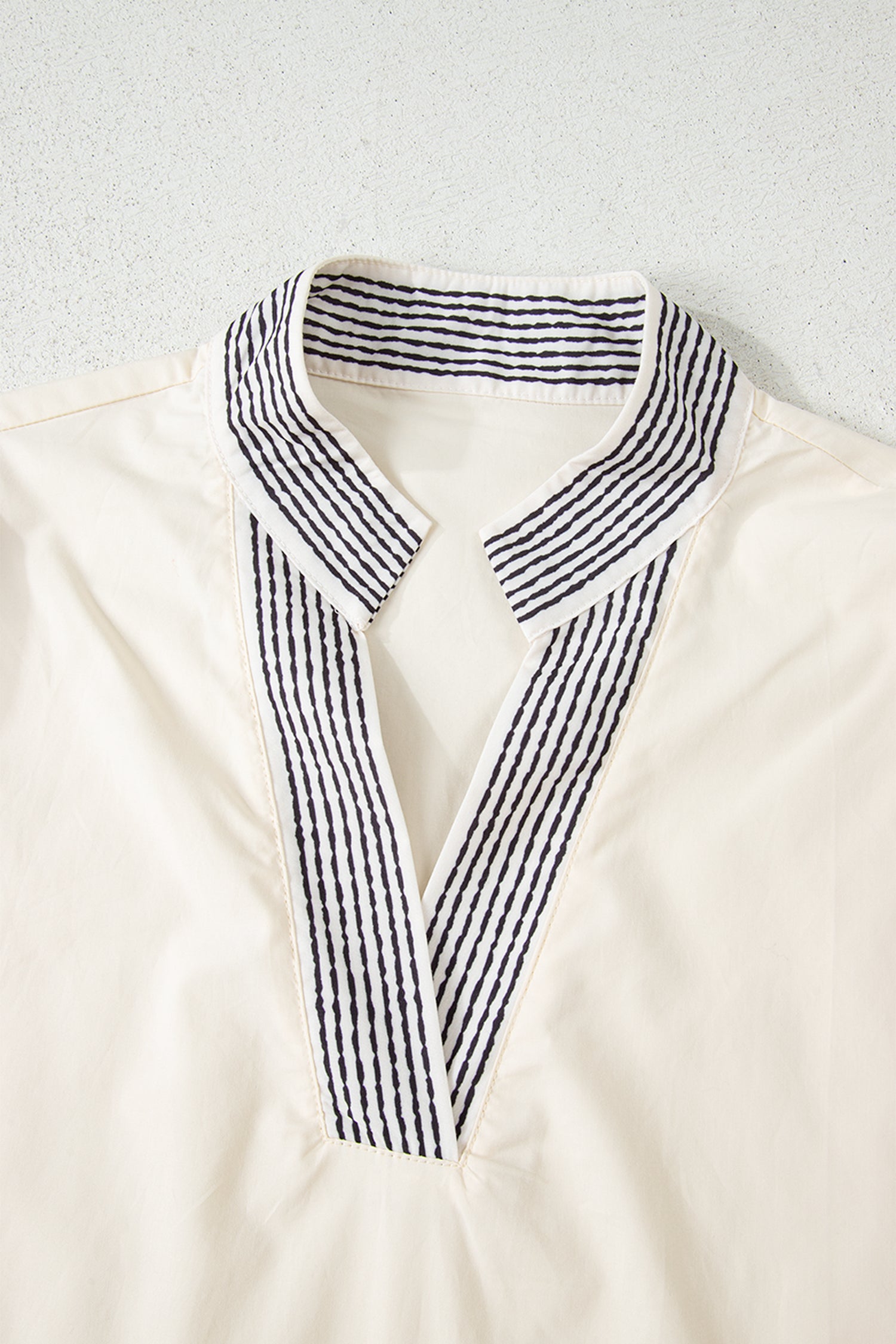 Floral Puff Sleeve Contrast V-Neck Patchwork Blouse