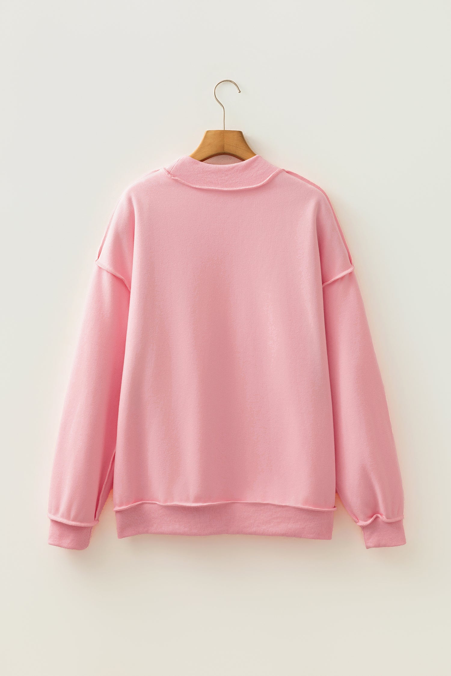 Black Oversize Drop Shoulder Reversible Mock Neck Sweatshirt