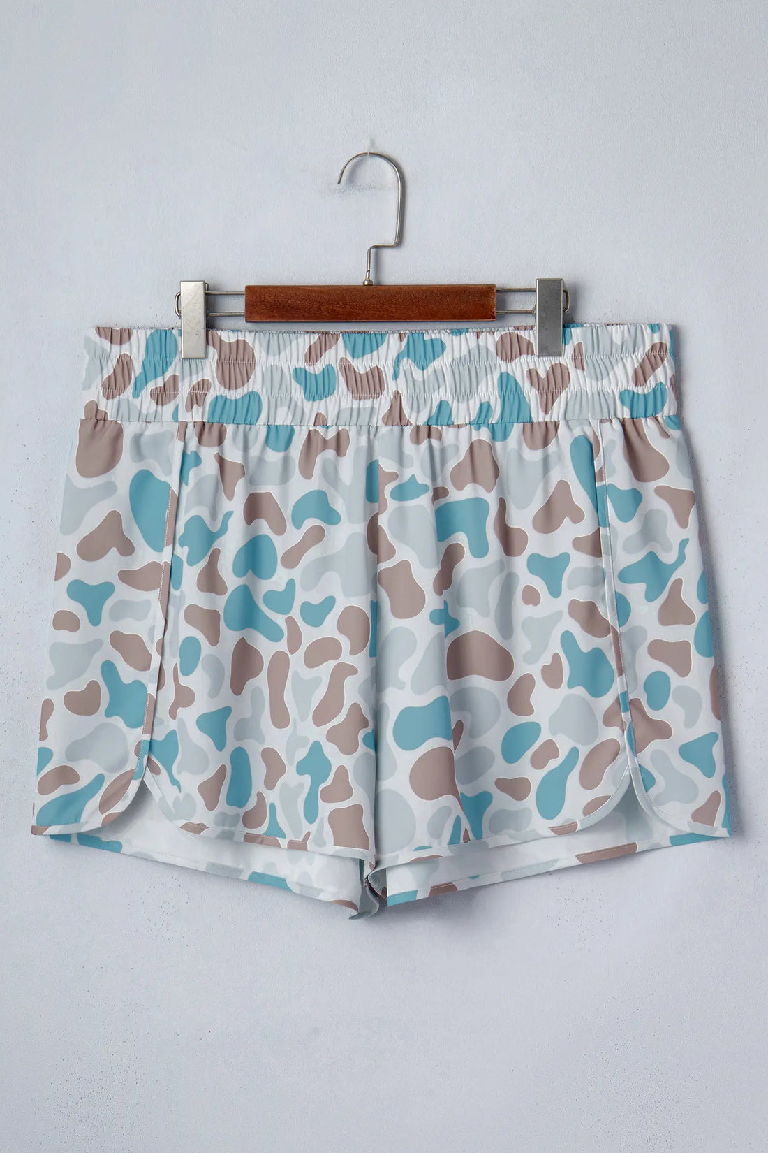 Plus Size Camo Print Athleisure Shorts – Smocked Waist