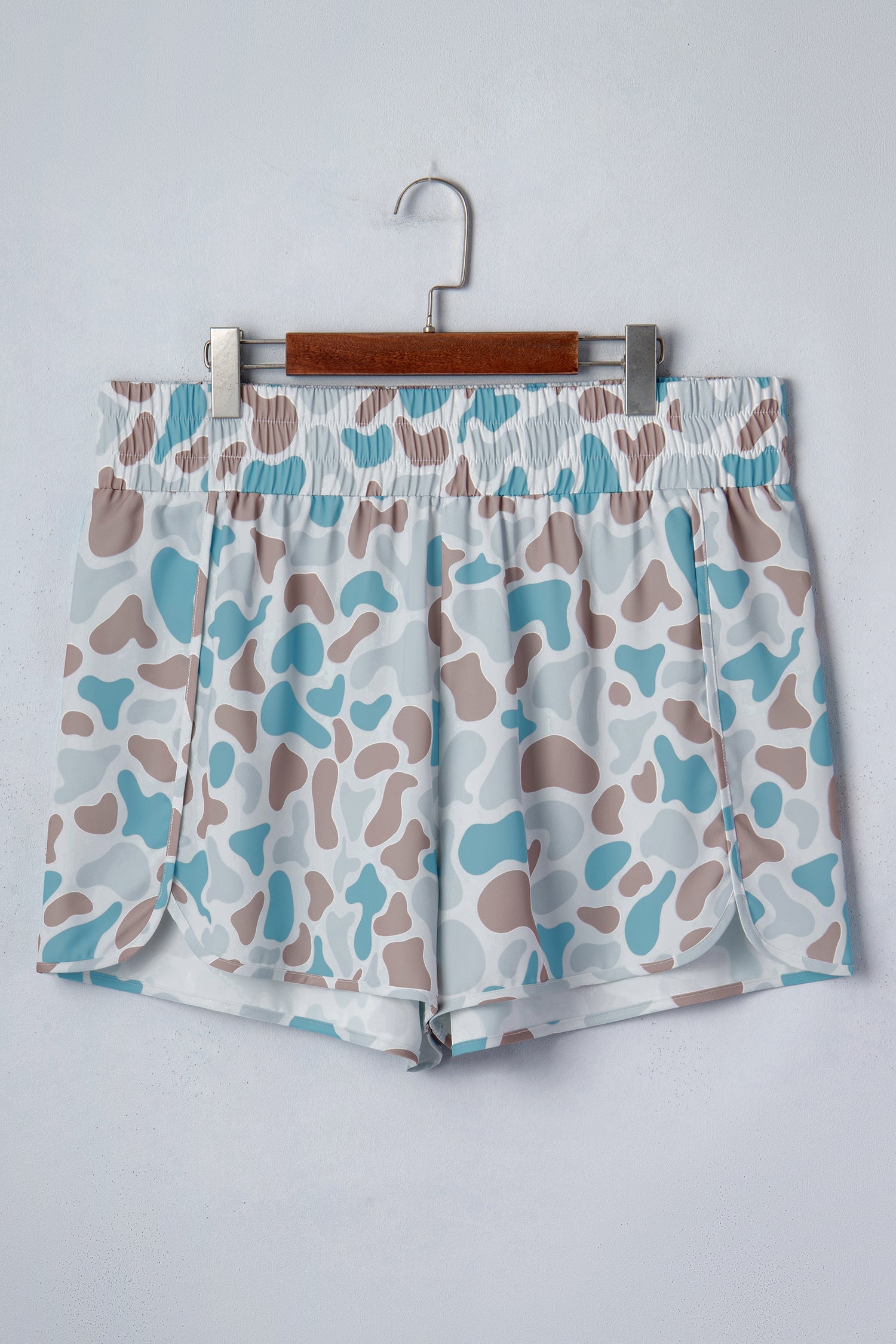 Plus Size Camo Print Athleisure Shorts – Smocked Waist