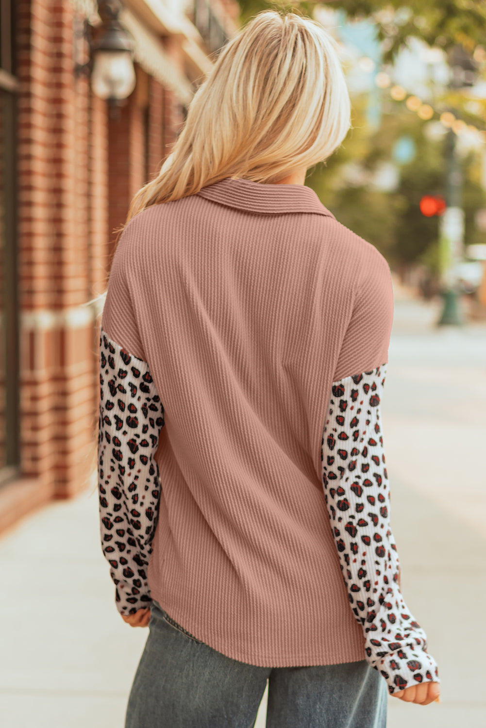 Leopard Patched Twisted Ribbed Western Casual Shacket eAura