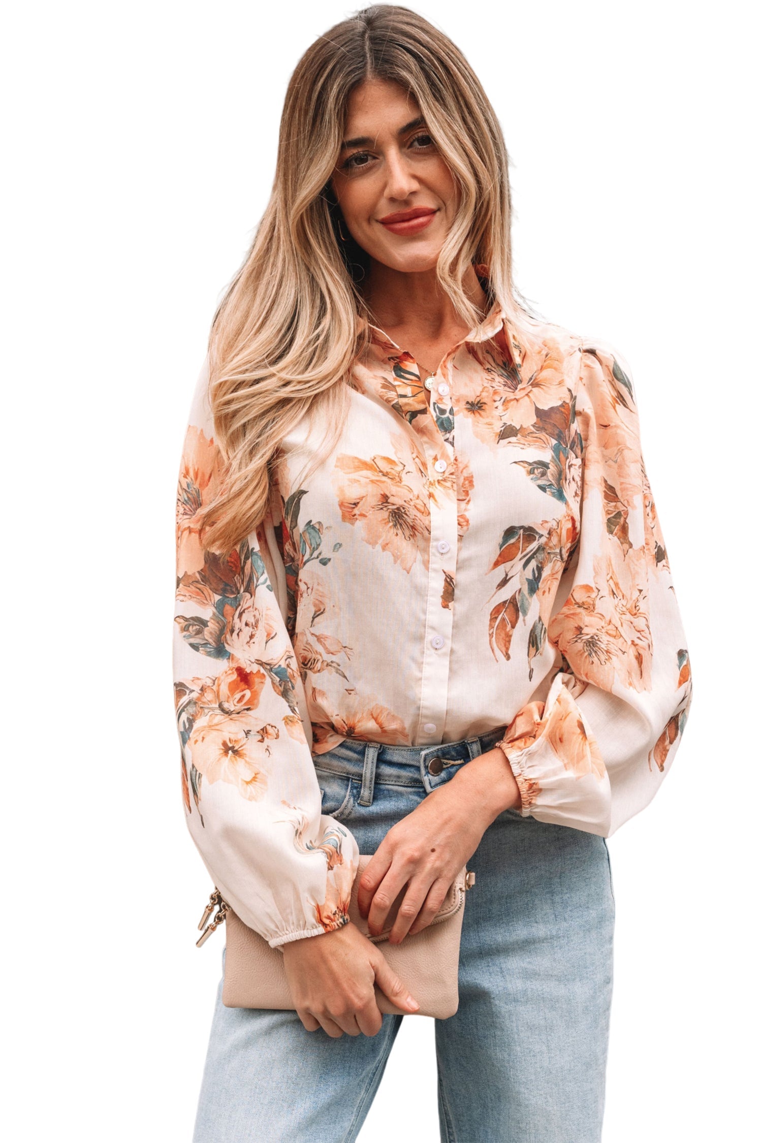 Floral Puff Sleeve Lightweight Shirt - eAura
