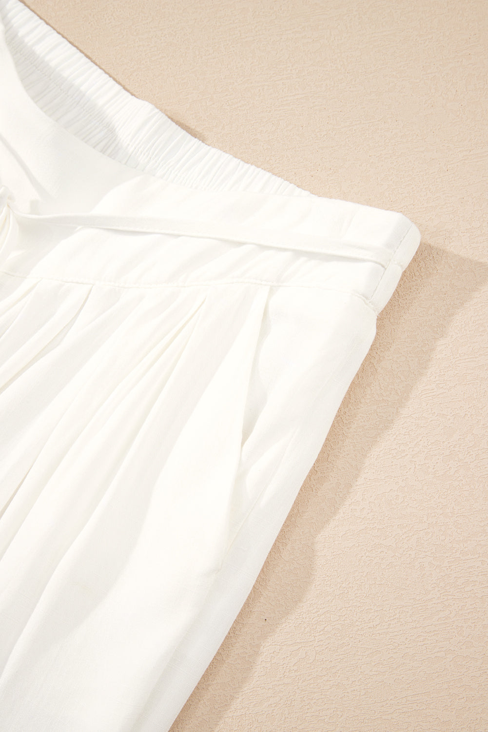 White Pleated Wide Leg Casual Trousers eAura
