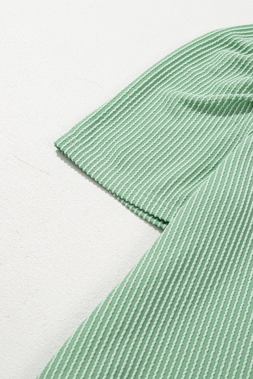 Mint Green Ribbed Knit Crew Neck Puff Sleeve Shift Mini Dress eAura