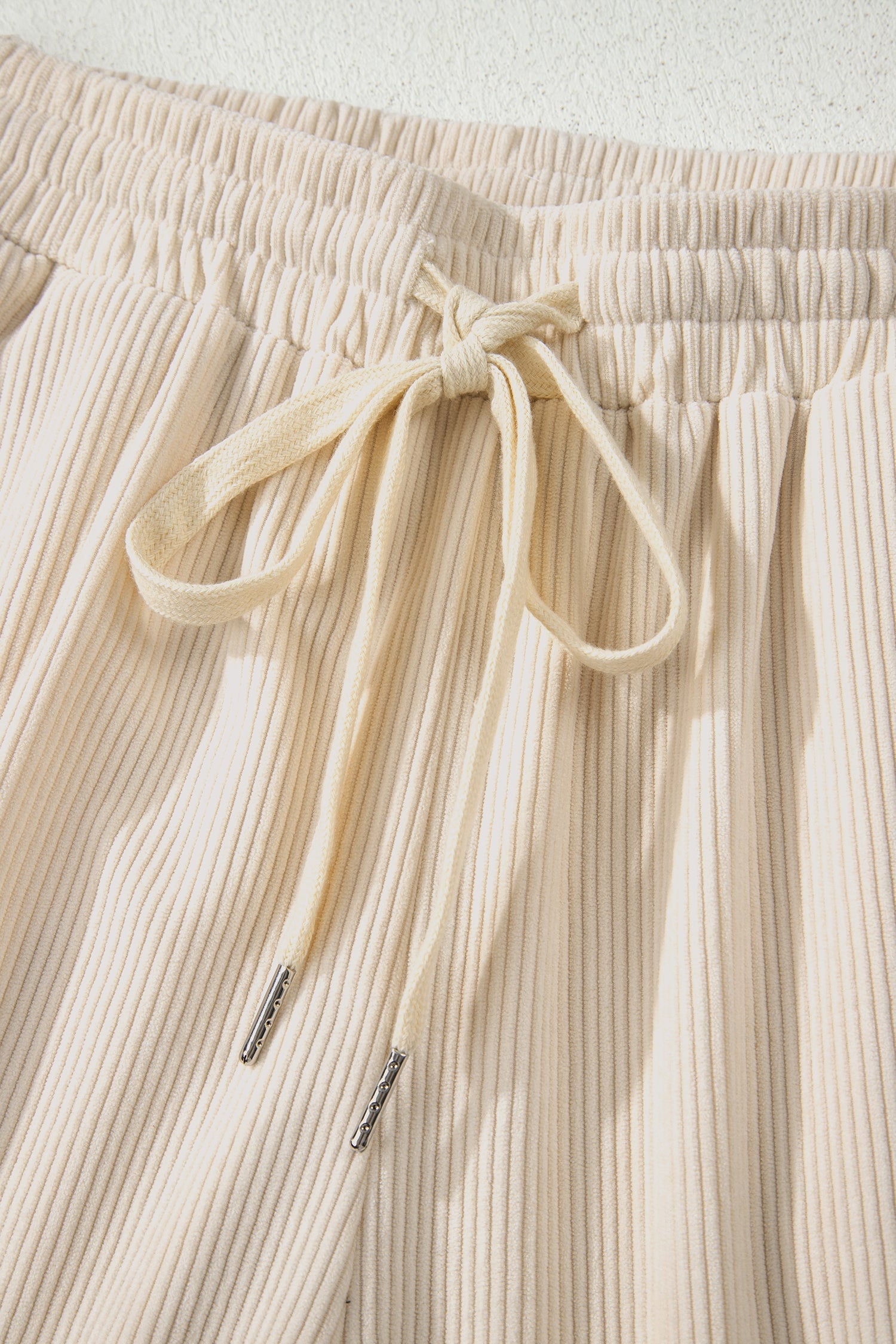 Drawstring Elastic Waist Casual Soft Corduroy Pants - eAura