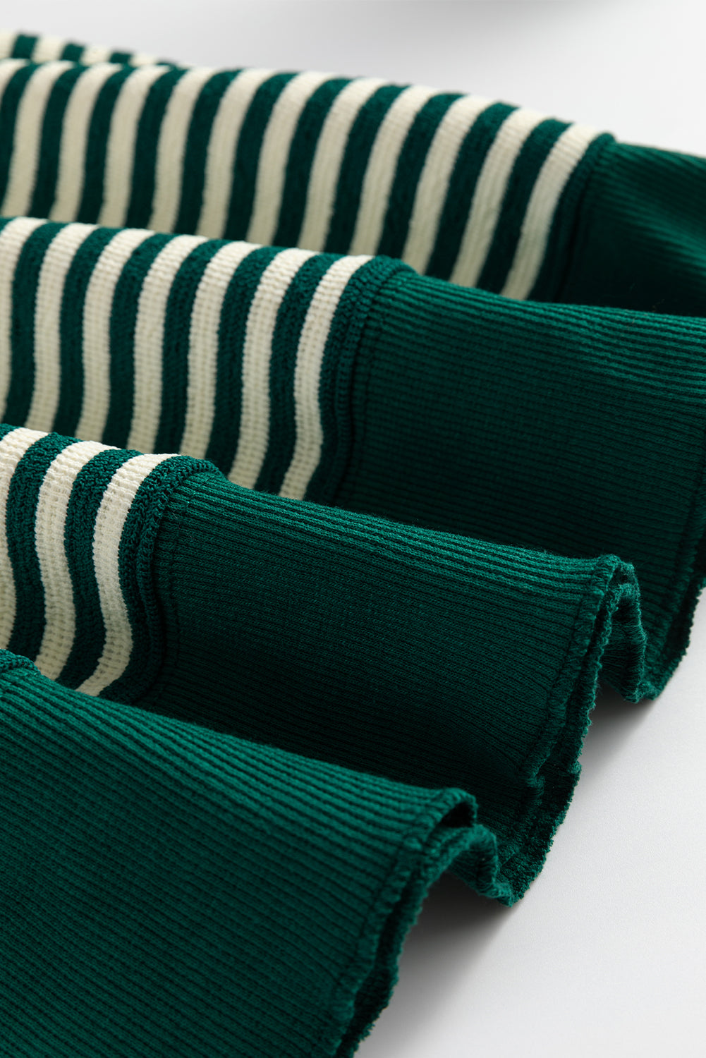 Green Stripe Loose Drop Shoulder Long Sleeve Top BB Fashion Outlet
