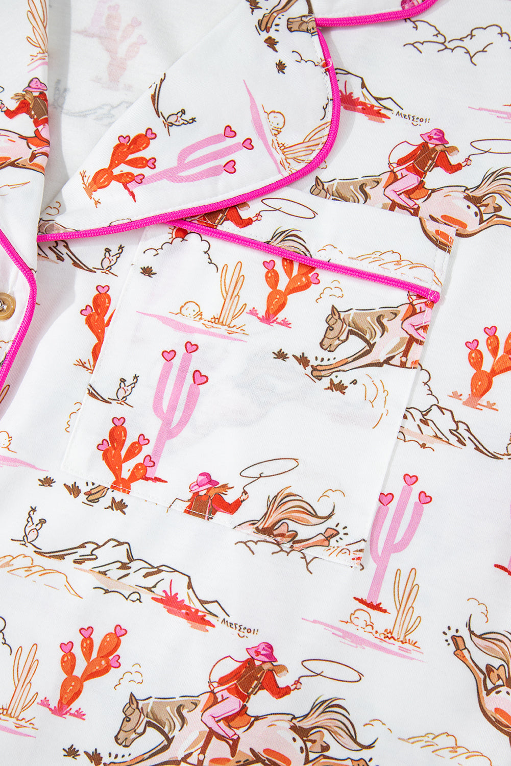 White Cowgirl Country Print Pyjamas Set eAura
