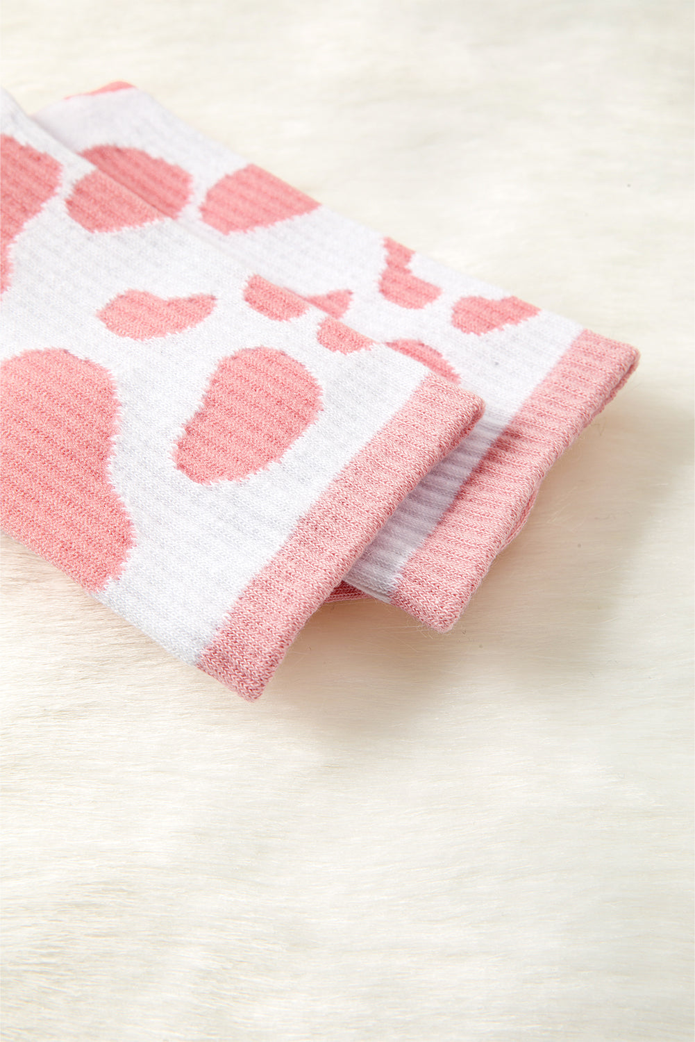 Pink Cow Print Crew Socks