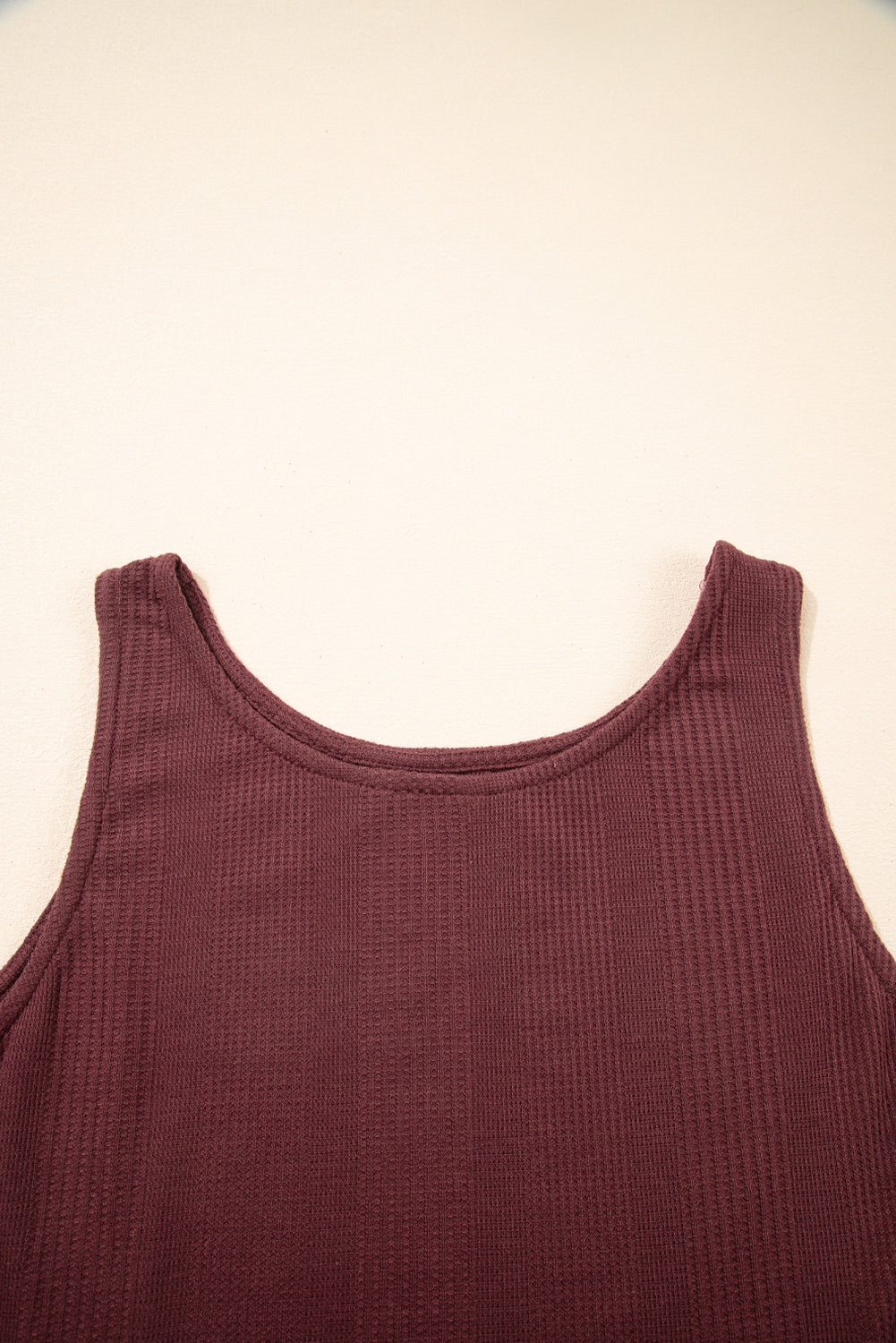 Red Dahlia Solid Colour Ribbed Ruffle Tank Top and Trousers Set eAura
