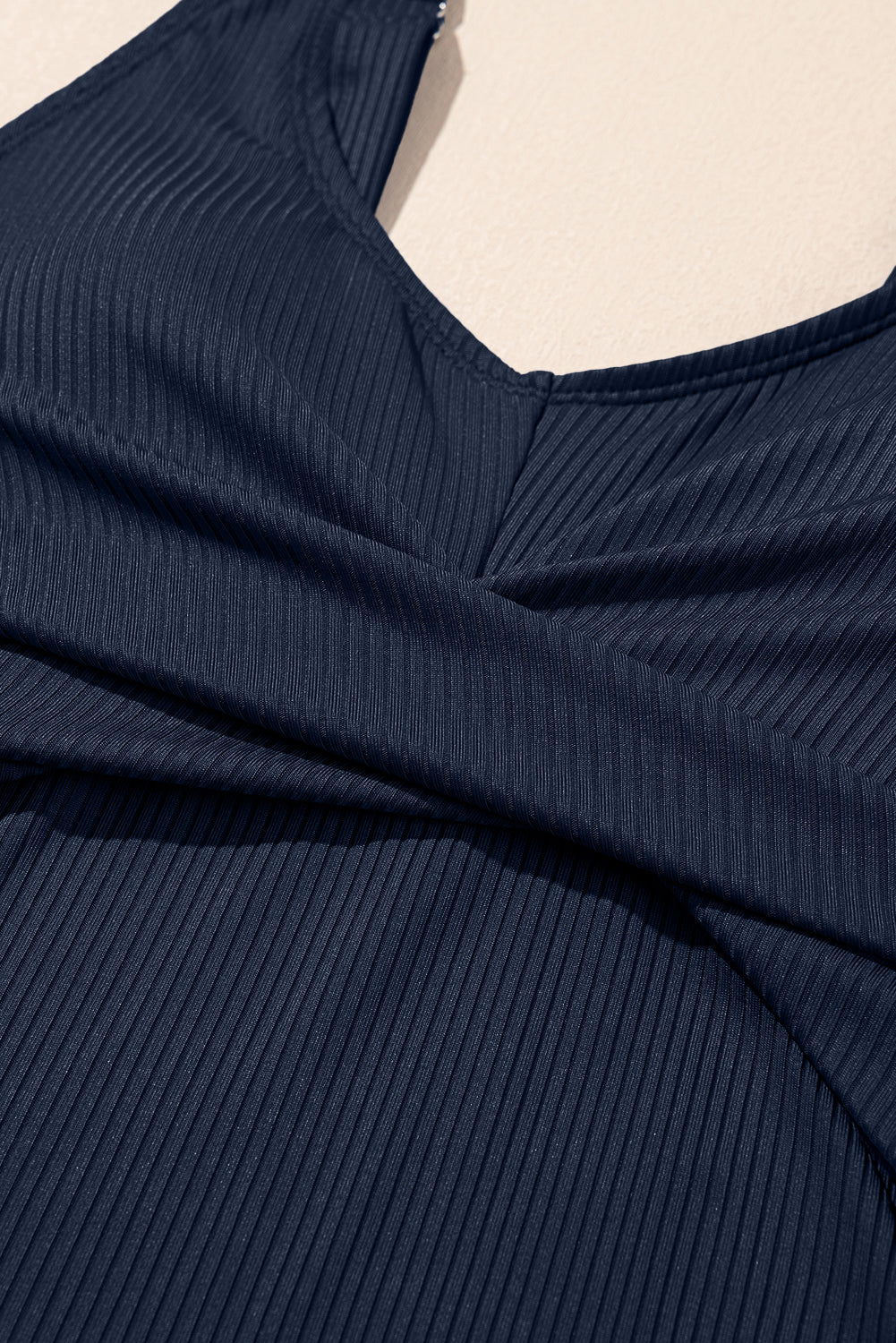 Ribbed Crossed Detail Tankini & Skort Two-Piece Swimsuit