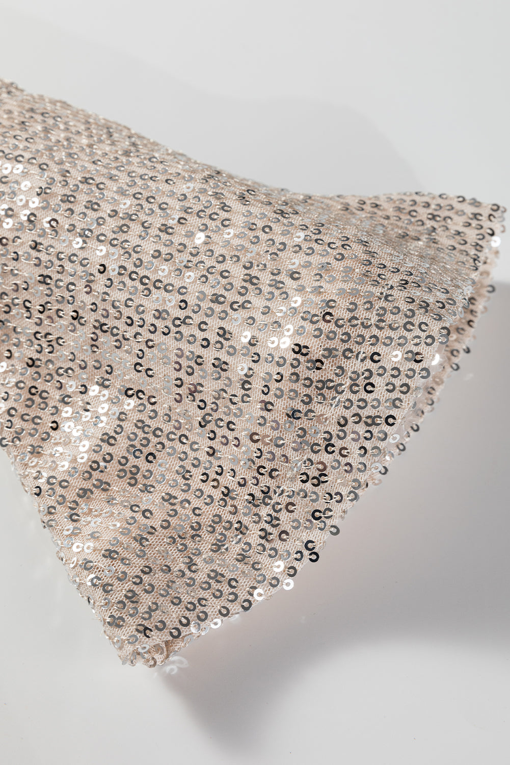 Sequin Mock Neck Drape Open Back Bell Sleeve Top - eAura