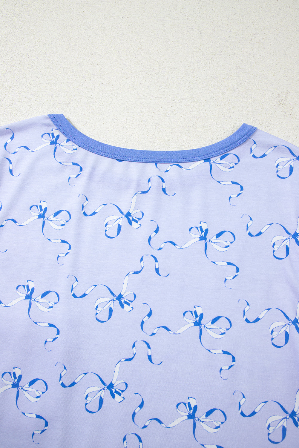 Sky Blue Bow Print Ruffled Short Pyjamas eAura