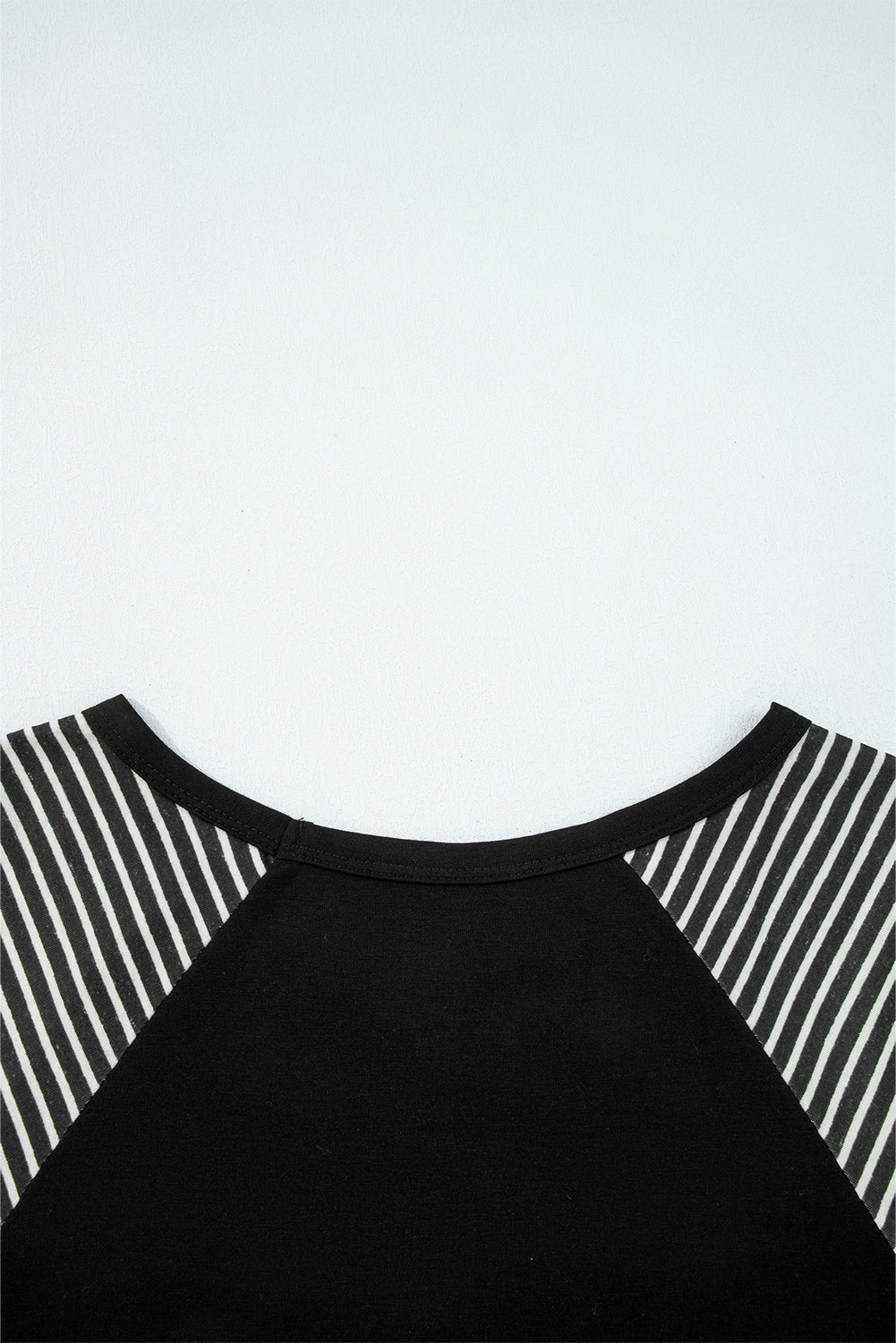 Contrast Print Striped Raglan Long Sleeve Loose Top - eAura