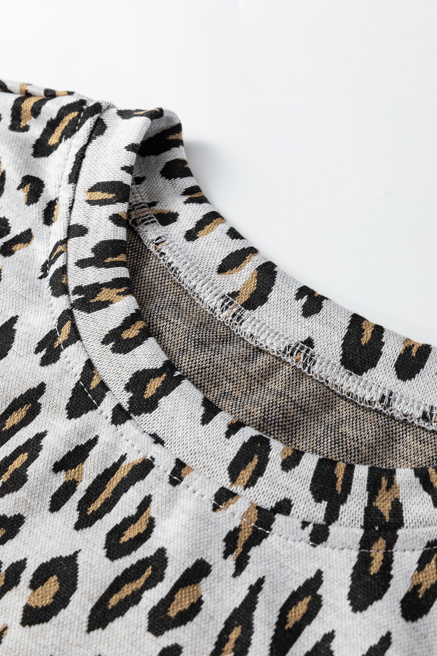 Leopard Print Casual Tee and Pants Co-ord Set - Two Piece Sets/Pant Sets