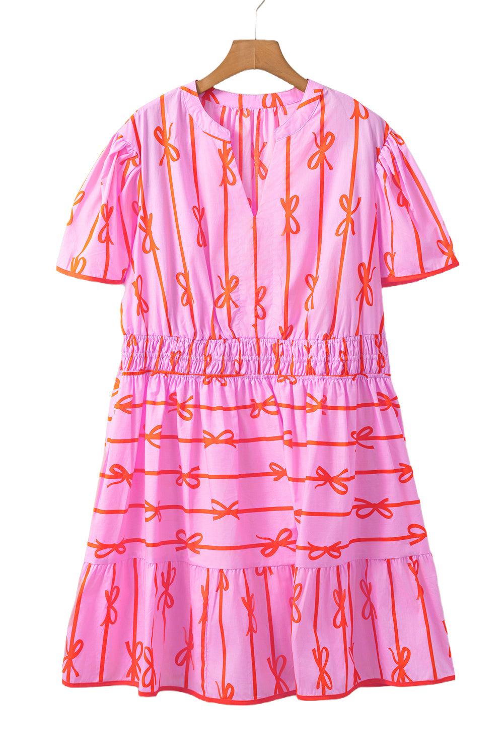 Rose Bow Tastic Clinched Waist Ruffled Plus Size Dress BB Fashion Outlet