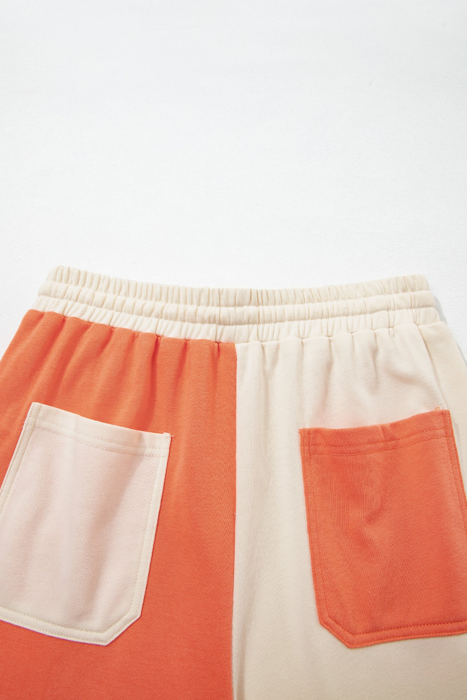 Raw Seam Colorblock Wide Leg Ankle Length Casual Pants – Fiery Red