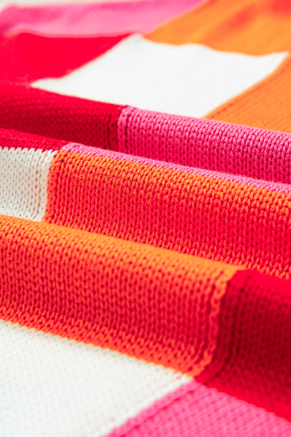 Grapefruit Orange Colour Block Cap Sleeve Sweater eAura