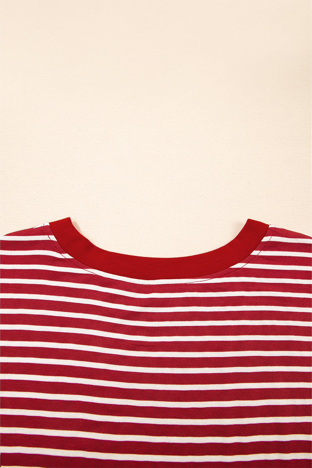 Red Stripe Chest Pocket Patch Round Neck Tank Top eAura