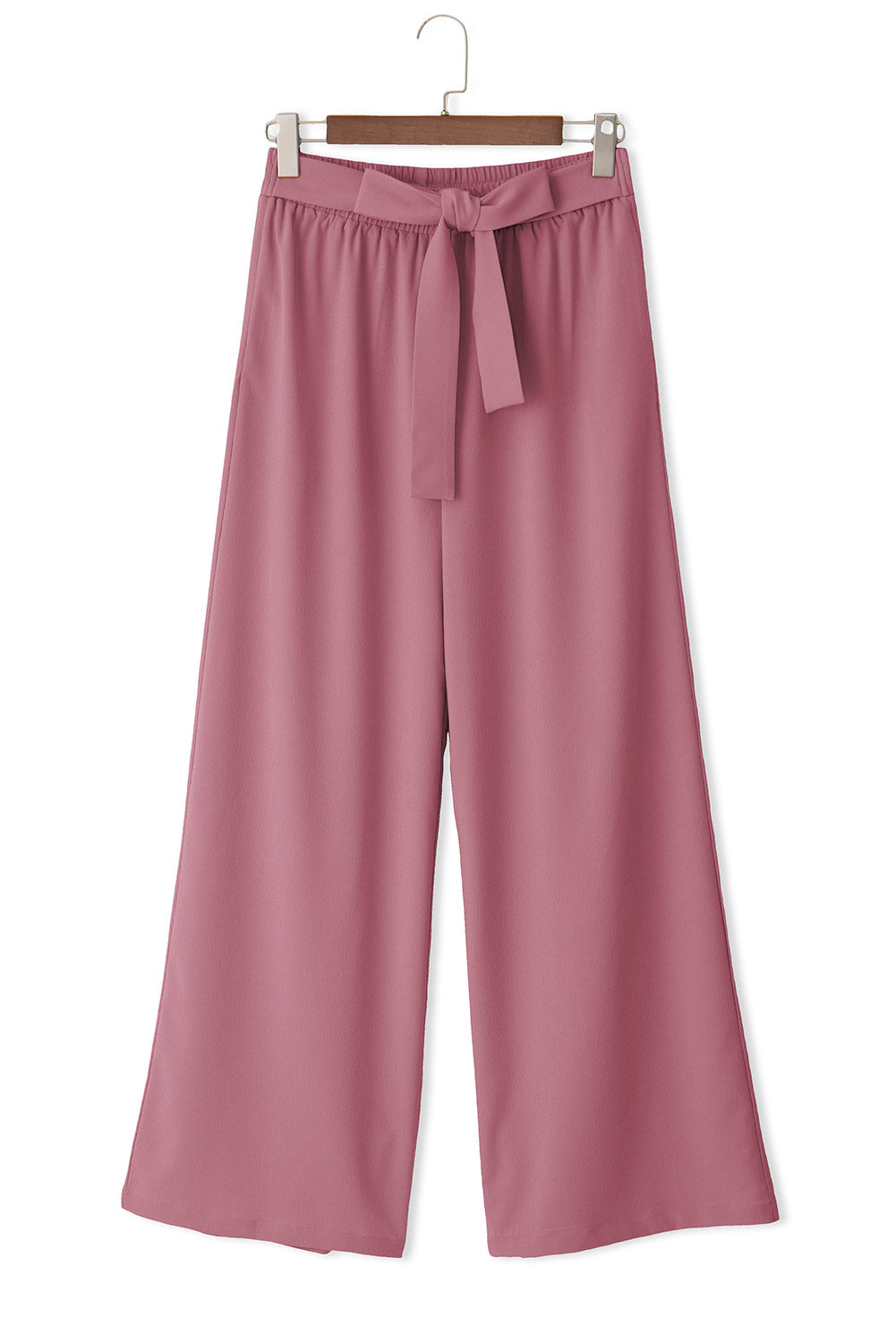 Coffee High Waisted Tie Front Side Pocket Wide Leg Flowy Casual Pants Dear-Lover Dropshipping
