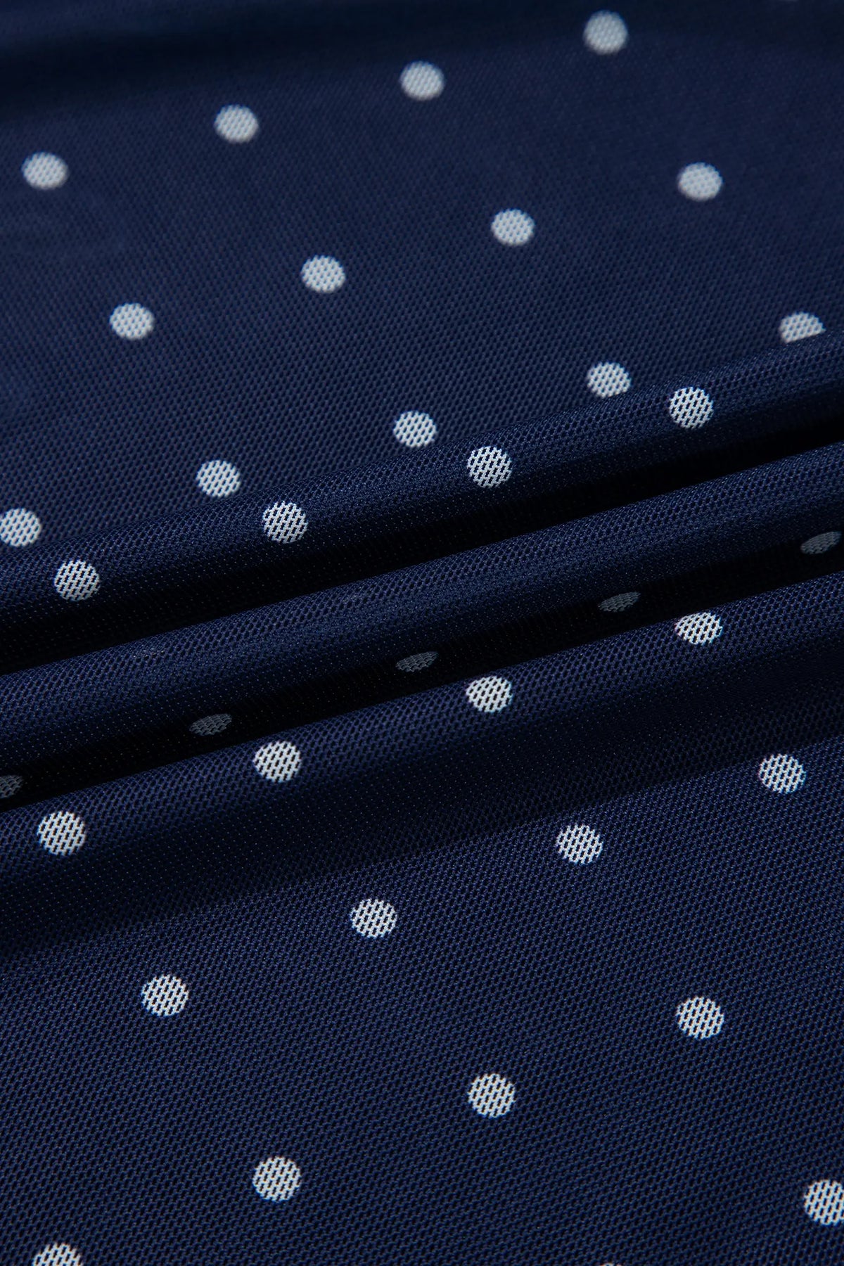 Off Shoulder Polka Dot Mesh Long Sleeve Sheath Top – Blue