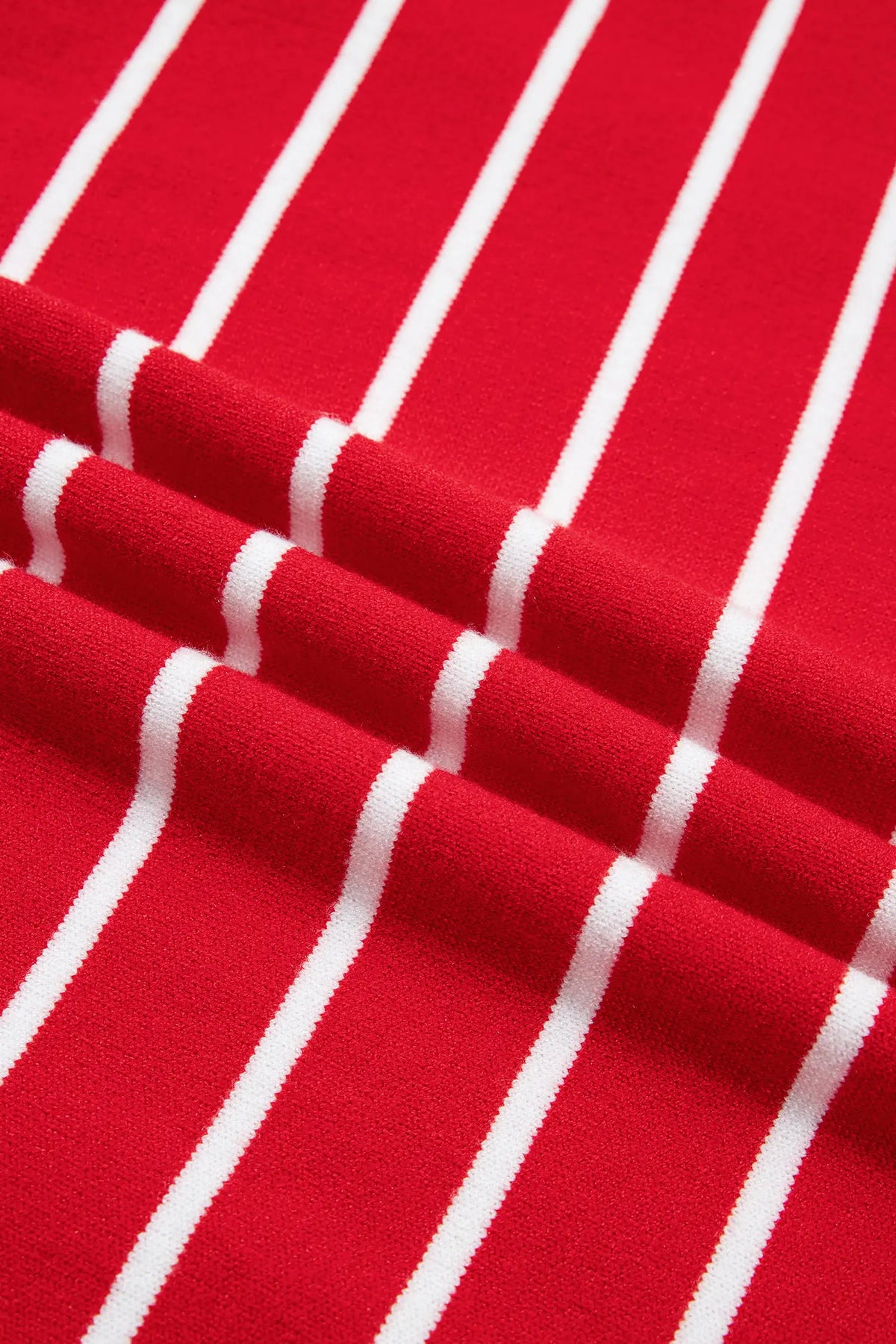Dropped Shoulder Half Sleeve Relaxed Knit Sweater – Red Stripe