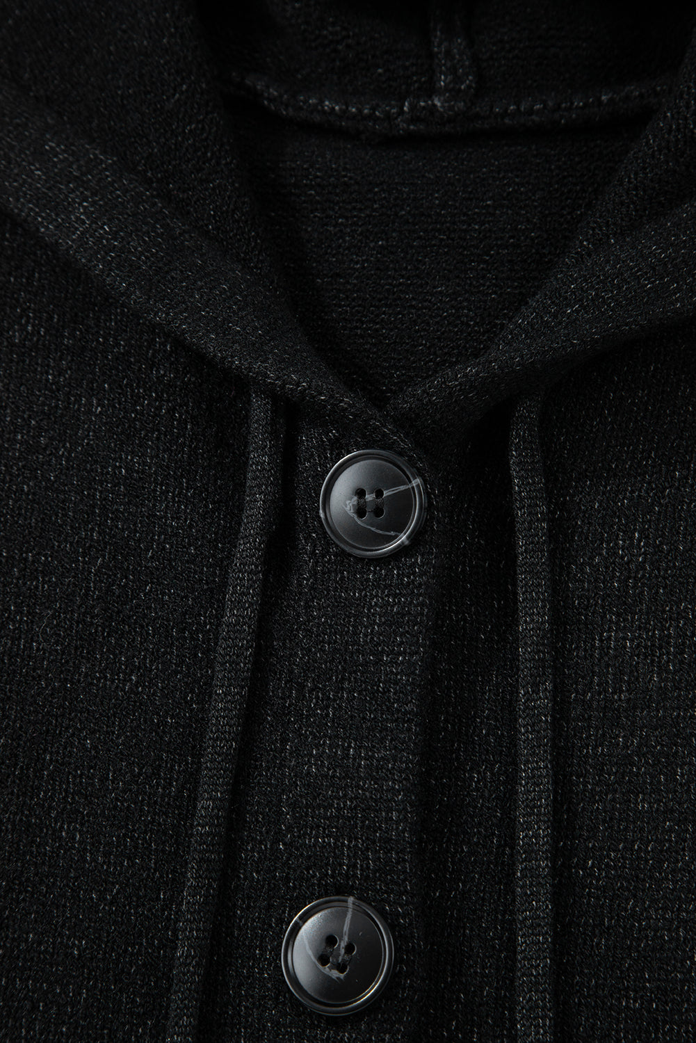 Medium Grey Drawstring Hooded Button Up Drop Shoulder Sweater Cardigan eAura
