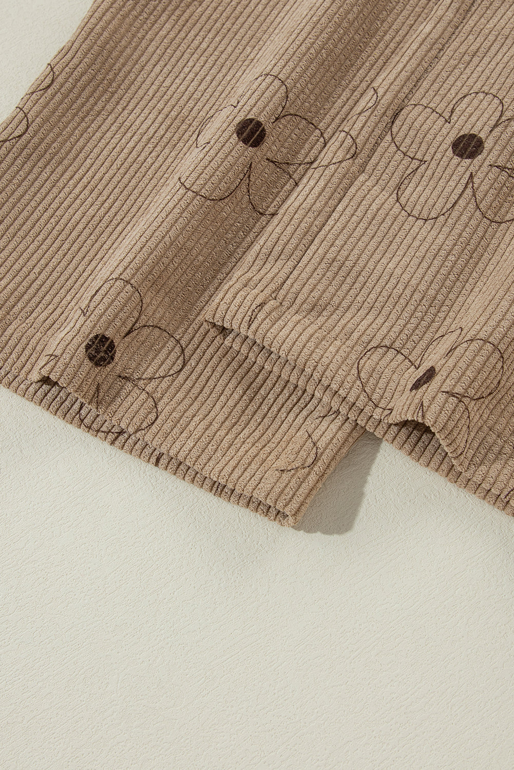 Khaki Flower Print Corduroy Overalls eAura