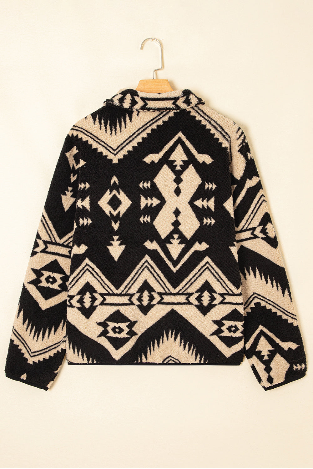 Black Western Aztec Half Zip Plush Sweatshirt eAura