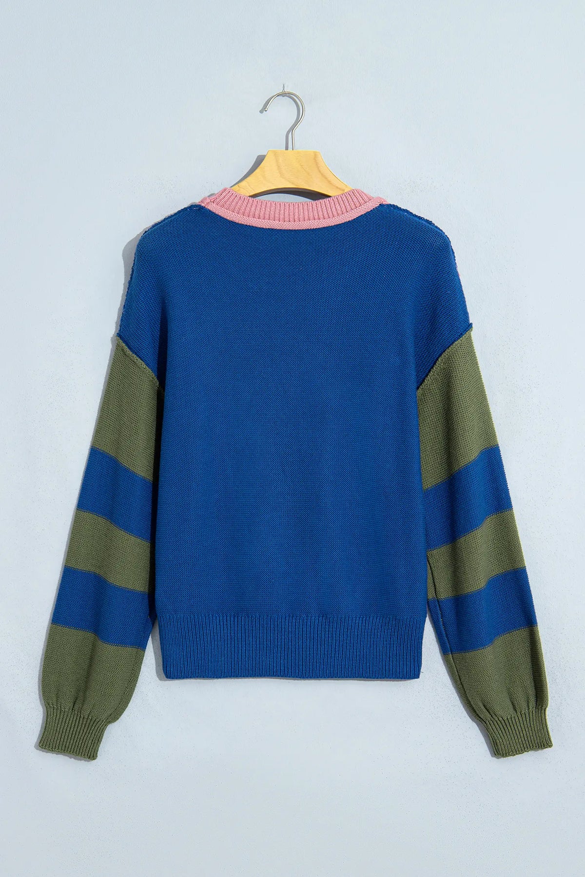 Western Colourblock Patchwork Striped Long Sleeve Pullover Sweater – Multicolour