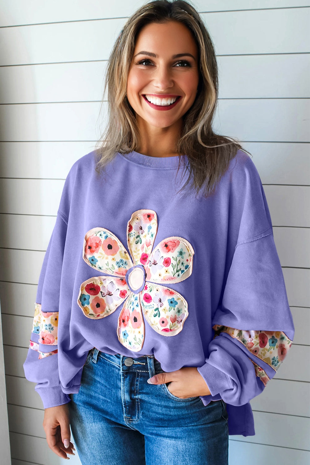 Floral Oversize Pullover Sweatshirt - eAura