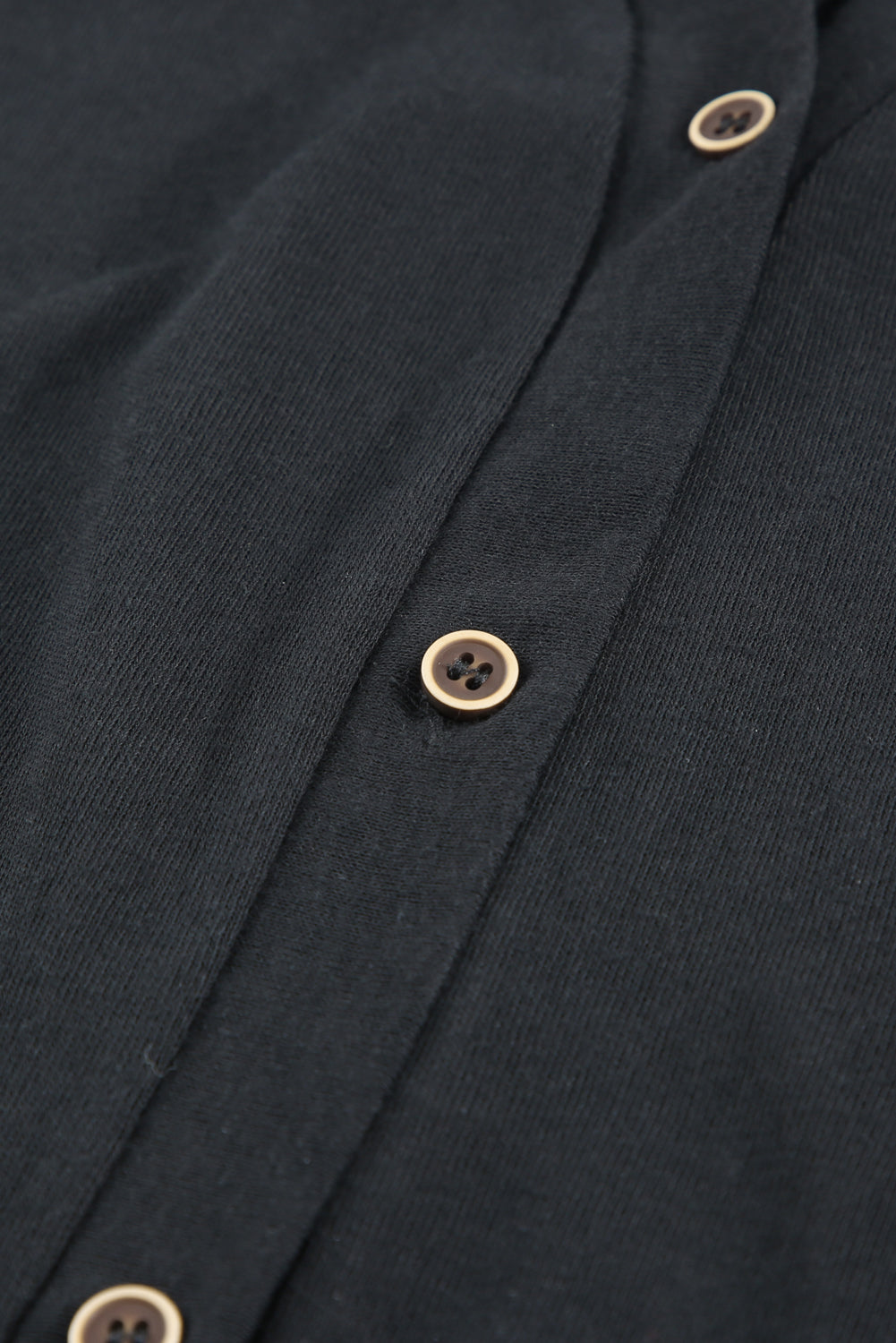 Black Solid Colour Open-Front Buttons Cardigan eAura