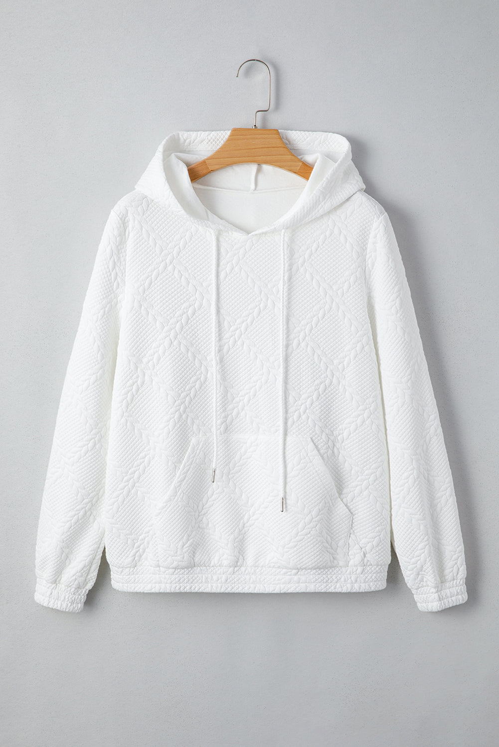 White Cable Lattice Texture Hoodie eAura