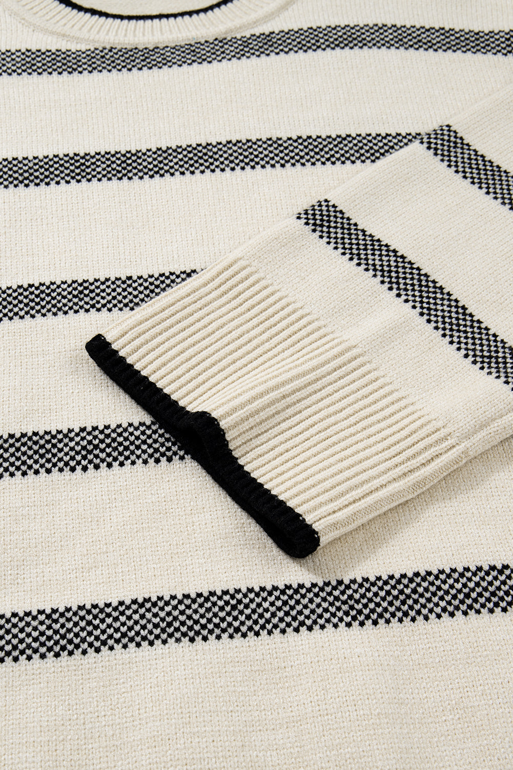 Stripe Wide Sleeve Drop Shoulder Plus Sweater - eAura
