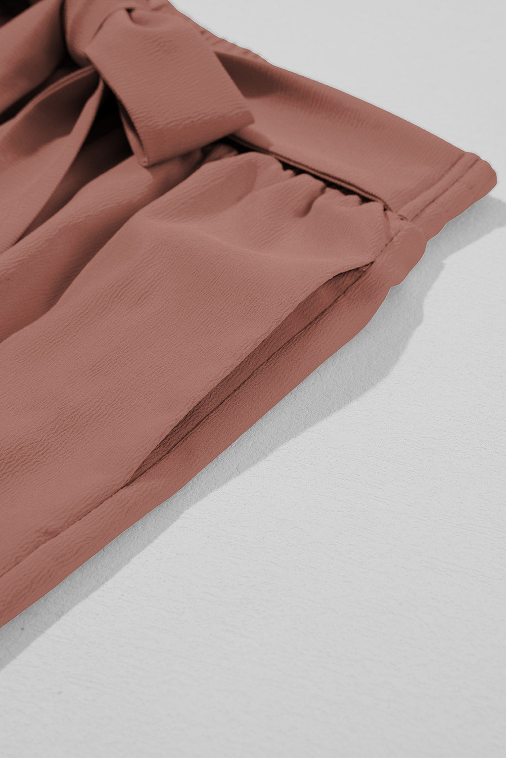 Coffee High Waisted Tie Front Side Pocket Wide Leg Flowy Casual Pants Dear-Lover Dropshipping
