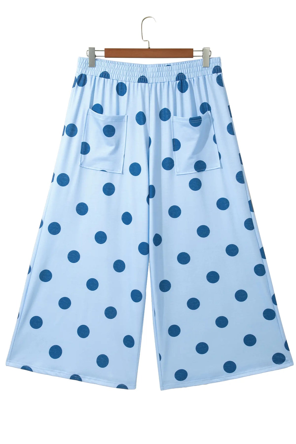 Polka Dot Elastic Waist Wide Leg Plus Size Pants – Khaki