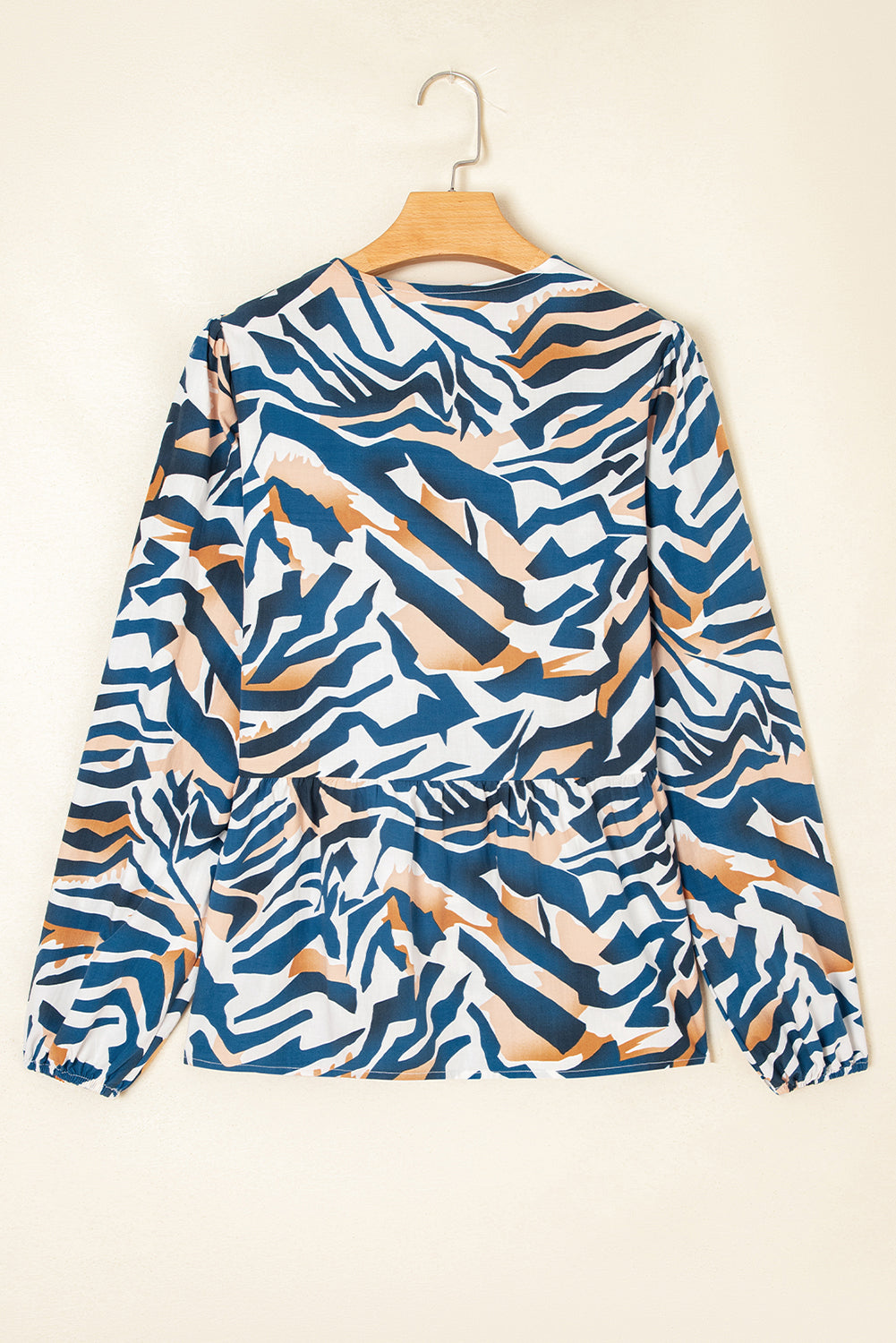 Zebra Print Tied Front Puff Sleeve Top - eAura