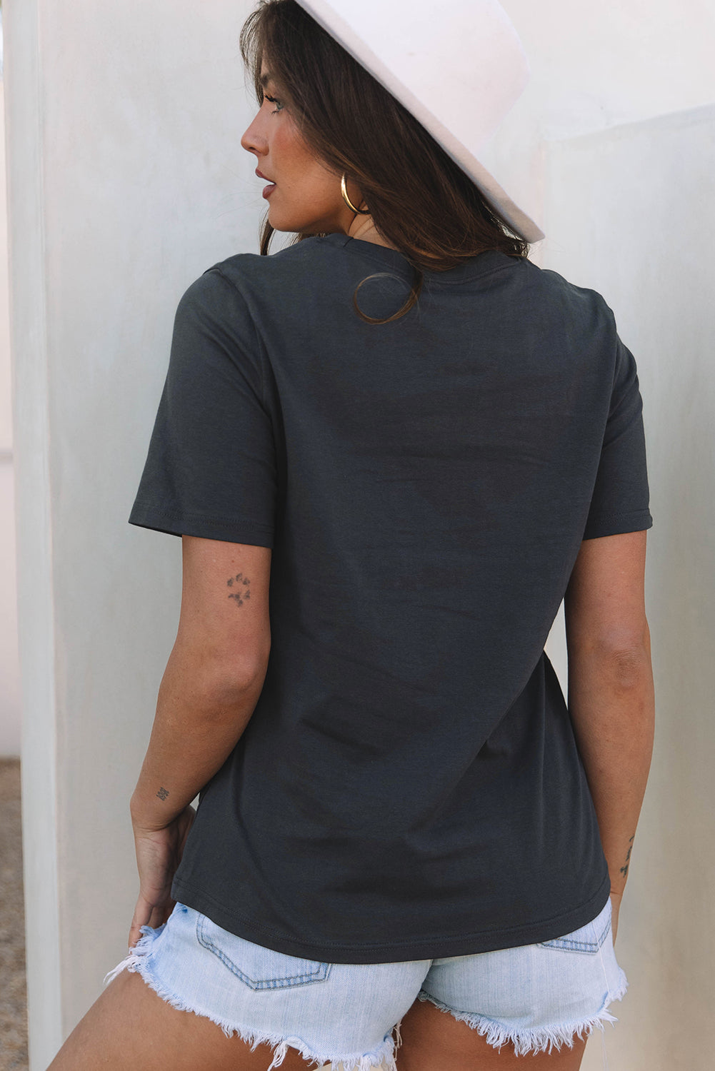 Dark Grey RISE WITH THE SUN Western Fashion Graphic Tee eAura