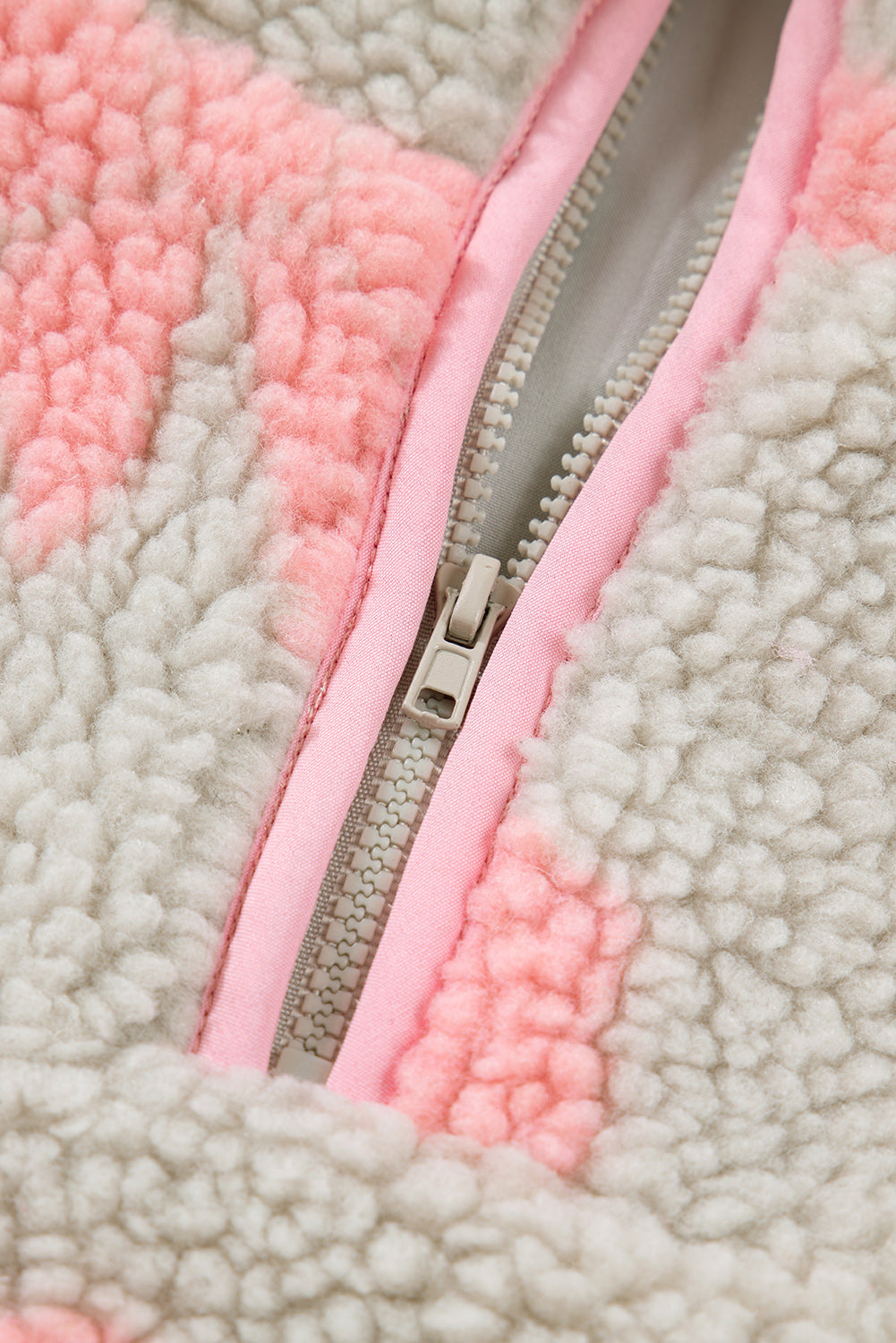 Grey Bow Sherpa Quarter Zip Drop Shoulder Baggy Sweatshirt - eAura