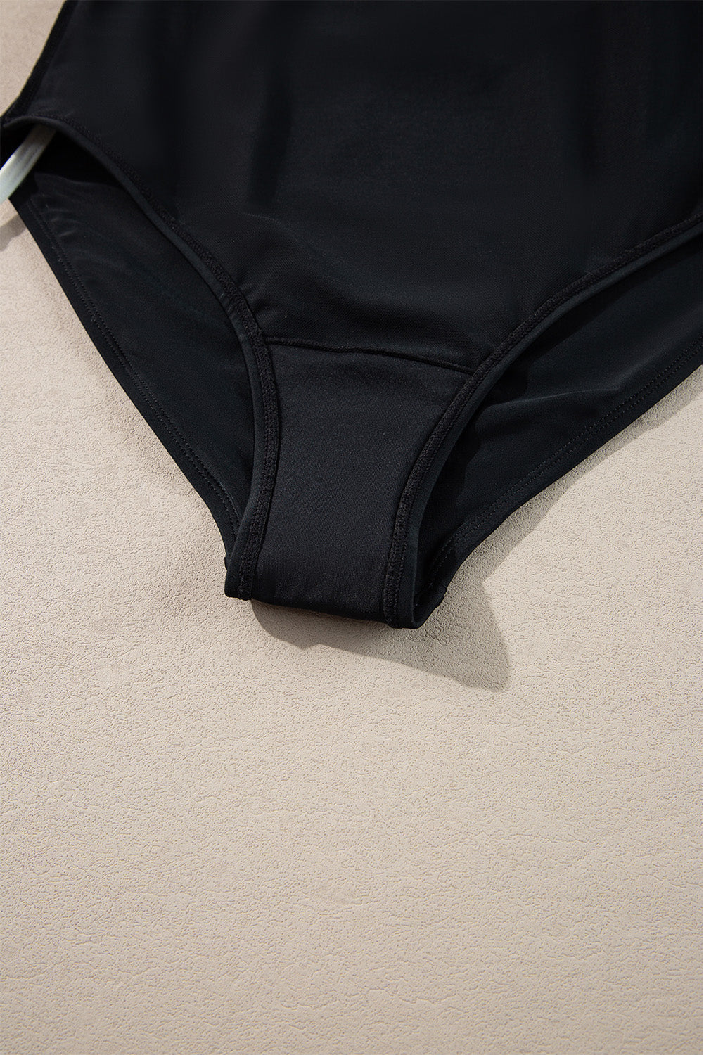 Black Colour Contrast Ruffled Wrap V Neck Swimsuit eAura