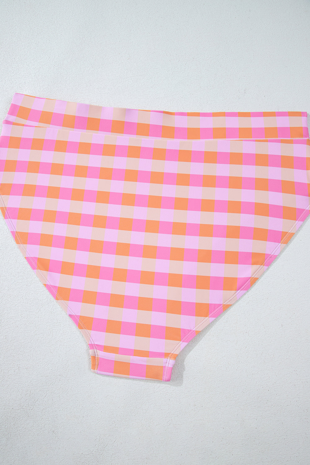 Pink Plus Size Plaid Print High Waist Bikini Set BB Fashion Outlet