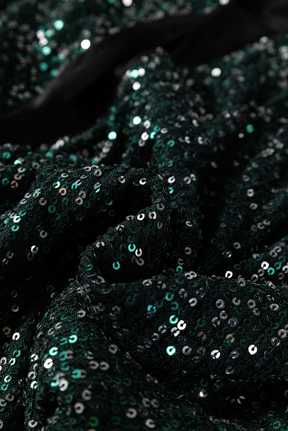 Green Glitter Sequin Open Front Long Sleeve Cardigan - eAura