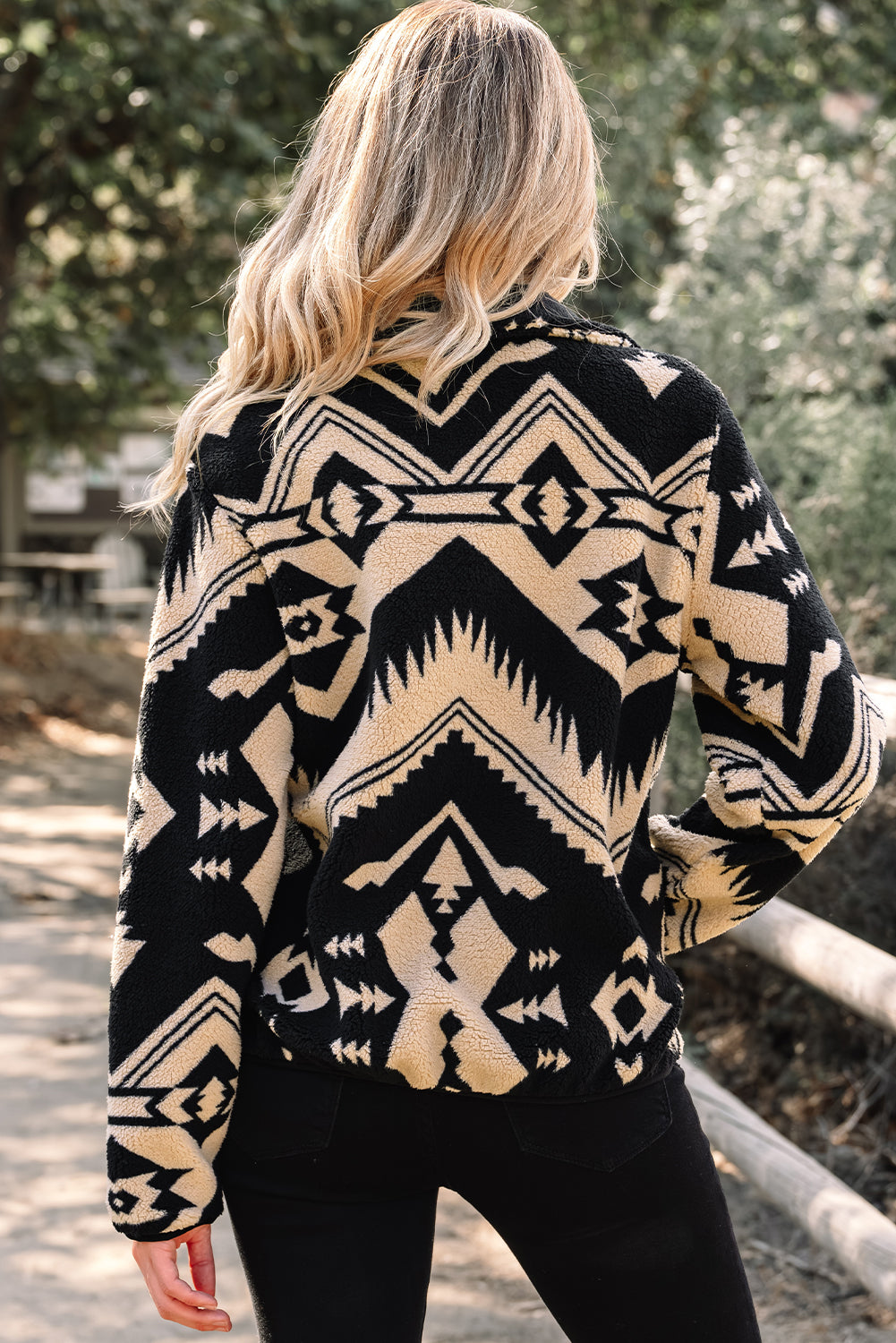 Western Aztec Half Zip Plush Sweatshirt - eAura
