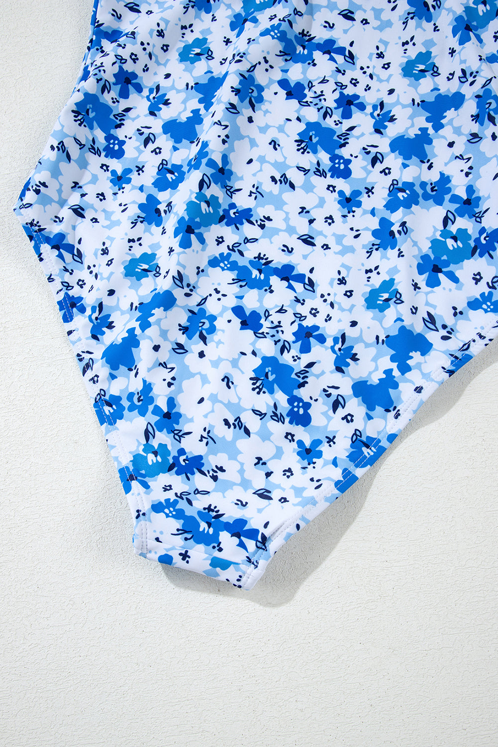 Blue Floral Ruffled Strap Lace-up Hollow Out One Piece Swimsuit eAura
