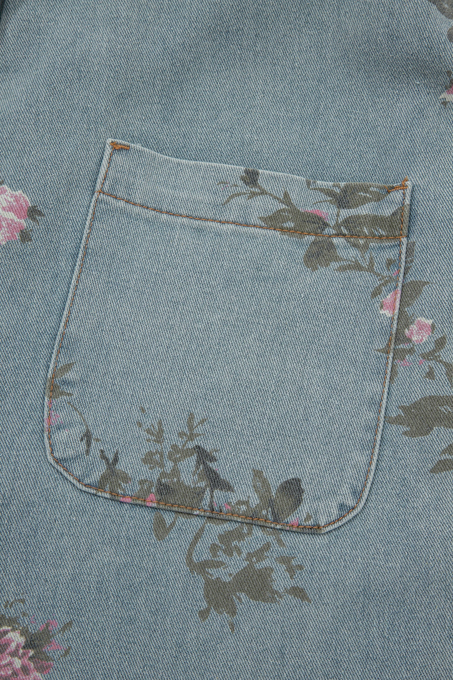 Floral Print Pleated Wide Leg Denim Jumpsuit – High Waist