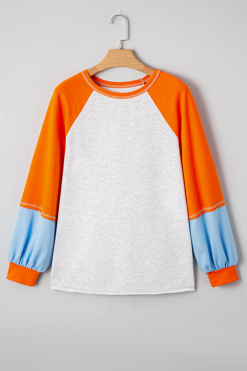 Raglan Sleeve Contrast Stitching Loose Fit Top - eAura