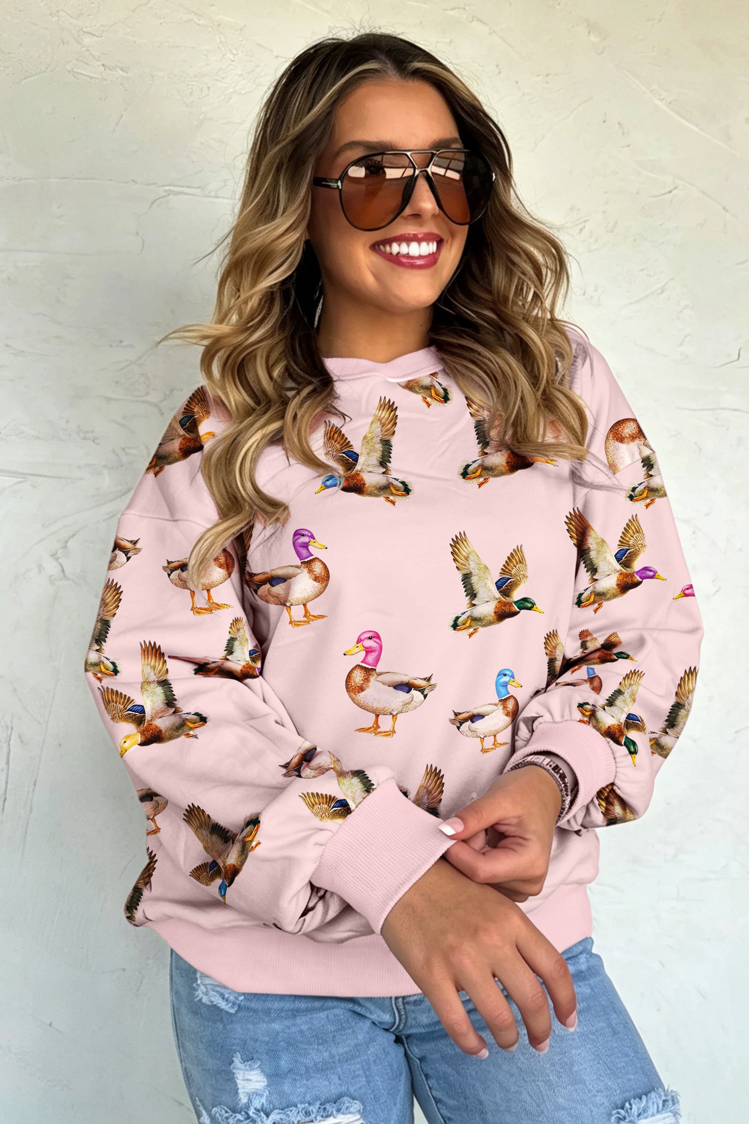 Western Print Drop Shoulder Long Sleeve Sweatshirt – Multicolour