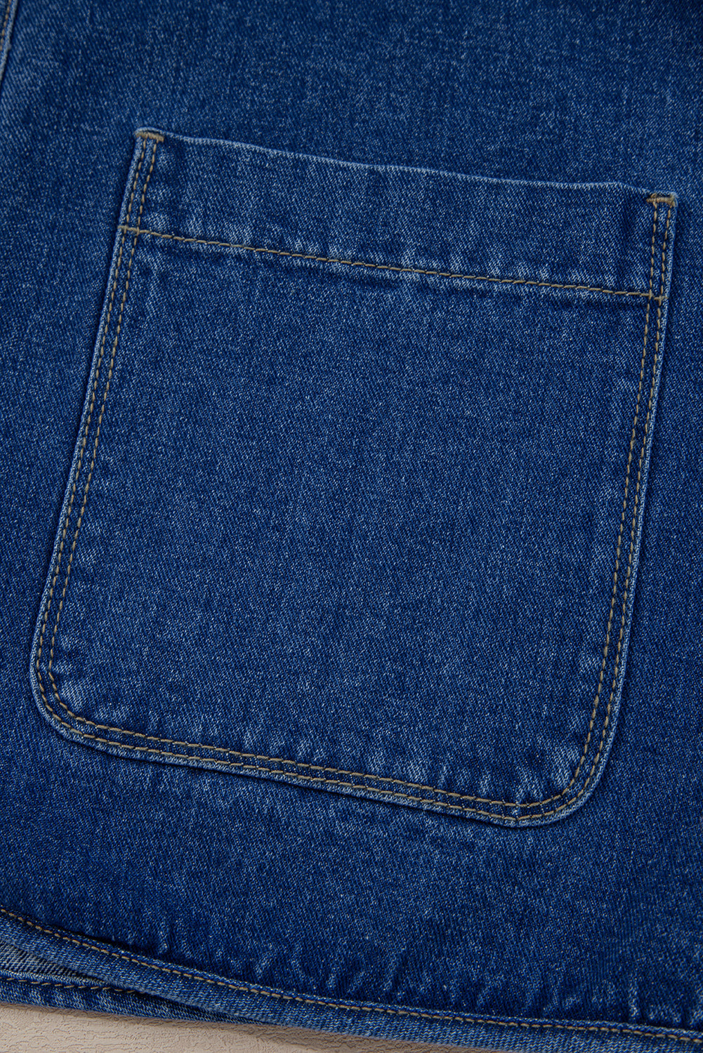 Blue Fastening Big Patched Pockets Straight Cut Deep Wash Denim Jacket - eAura
