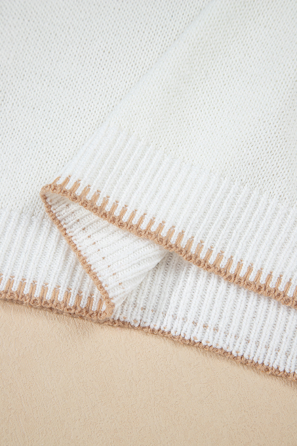 White Knit YEEHAW Stitch Edge Crew Neck Sweater T Shirt eAura